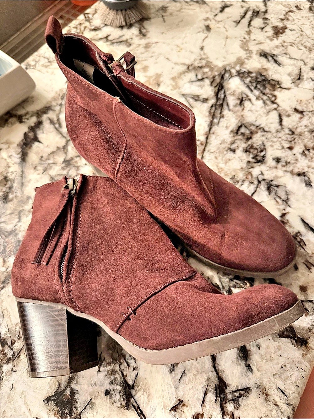 Burgundy/plum Heeled Ankle Boots